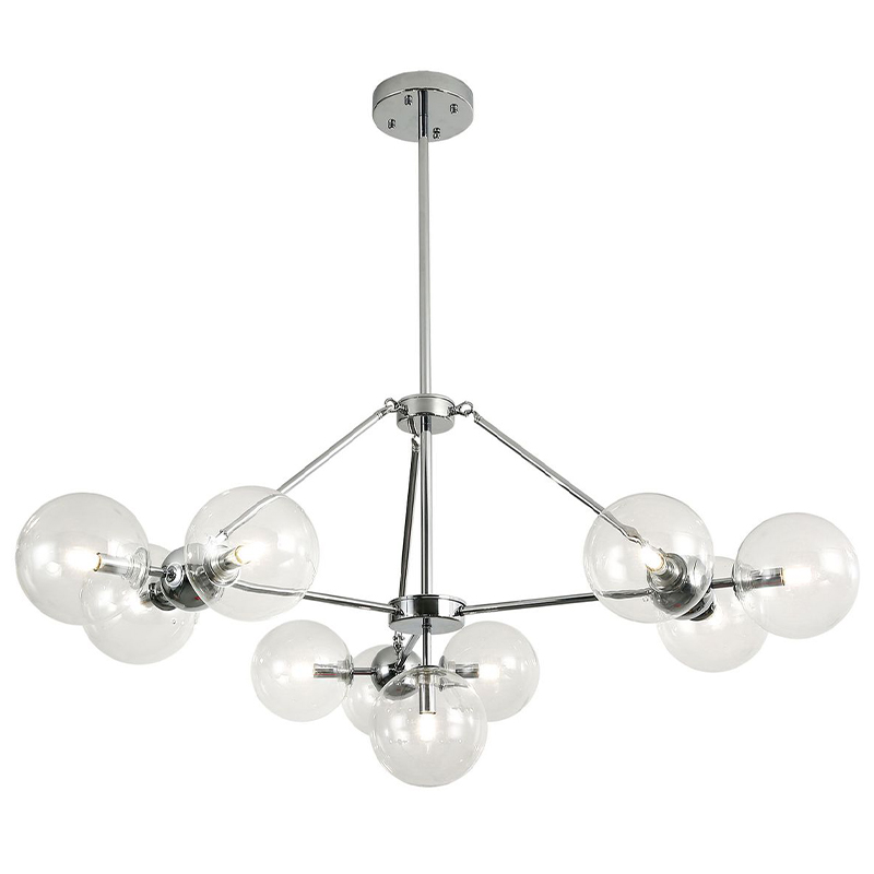 Люстра Modo Chandelier Chrome 10 Хром Прозрачное Стекло Люстра Modo Chandelier Chrome 10 Хром Прозрачное Стекло в Волгограде | Loft Concept