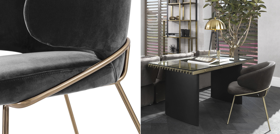 Стул Eichholtz Dining Chair Kinley dark grey Стул Eichholtz Dining Chair Kinley dark grey - Loft-Concept в Волгограде