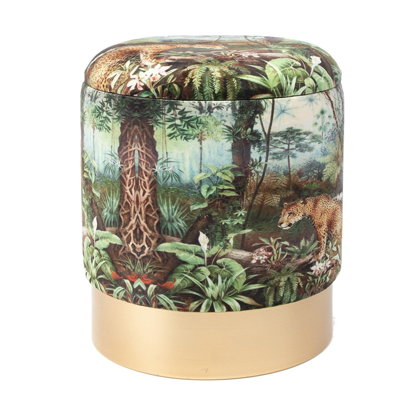 Пуф PUF Jungle Print lynx small Мульти Золотой Пуф PUF Jungle Print lynx small Мульти Золотой в Волгограде | Loft Concept