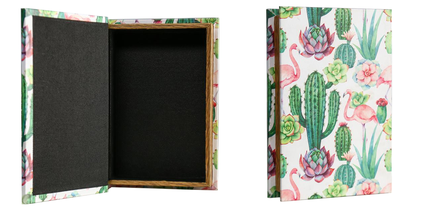 Шкатулка-книга Flamingos and Cacti Mirror Book Box - фото