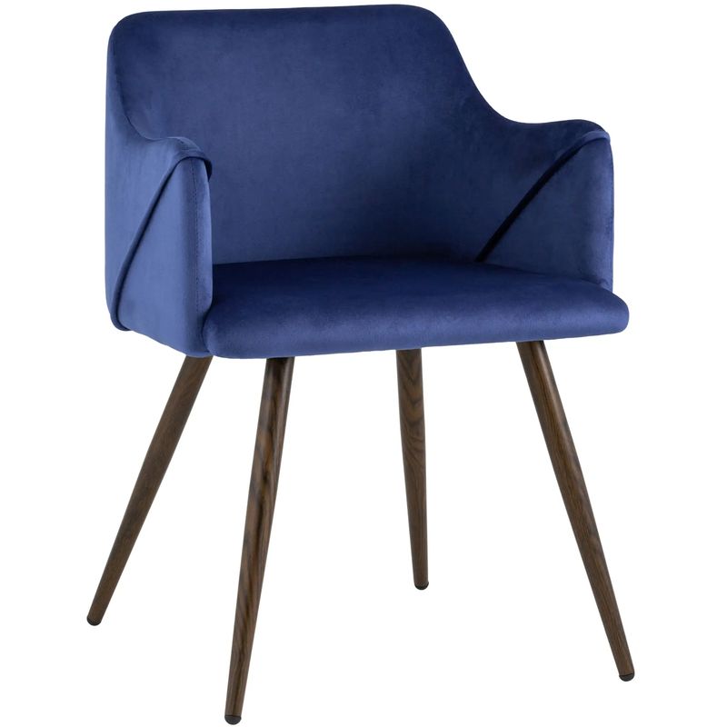 Стул Monarch Chair Синий Велюр Синий Коричневый Стул Monarch Chair Синий Велюр Синий Коричневый в Волгограде | Loft Concept