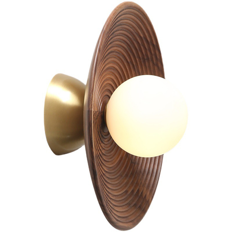 Бра Noya Wooden Wall Lamp Белый Коричневый Латунь сатинированная Бра Noya Wooden Wall Lamp Белый Коричневый Латунь сатинированная в Волгограде | Loft Concept