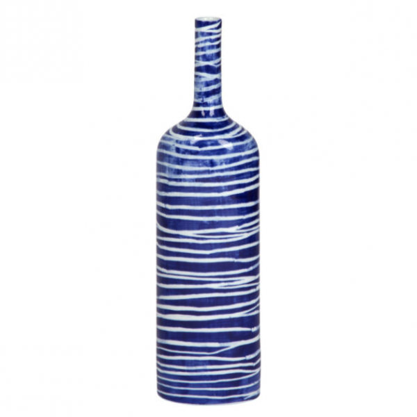 Ваза blue & white ornament Striped Bottle Синий Белый Ваза blue & white ornament Striped Bottle Синий Белый в Волгограде | Loft Concept