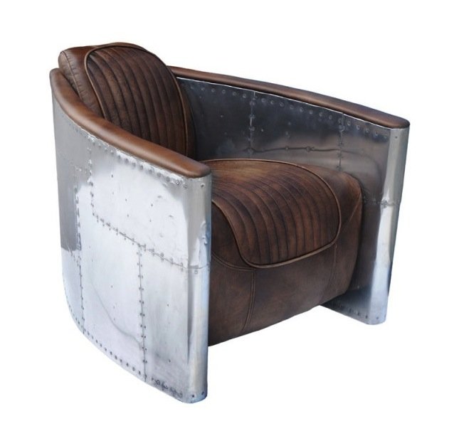 Кресло Aviator Tomcat chair Белый Коричневый Кресло Aviator Tomcat chair Белый Коричневый в Волгограде | Loft Concept