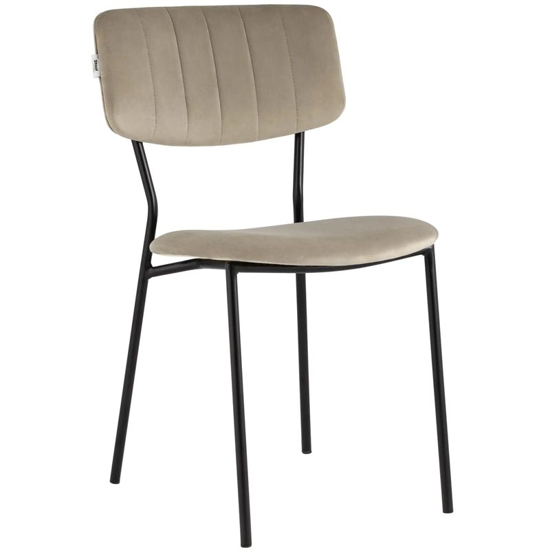 Стул Singer Chair без подлокотника Бежевый Велюр Бежевый Черный Стул Singer Chair без подлокотника Бежевый Велюр Бежевый Черный в Волгограде | Loft Concept