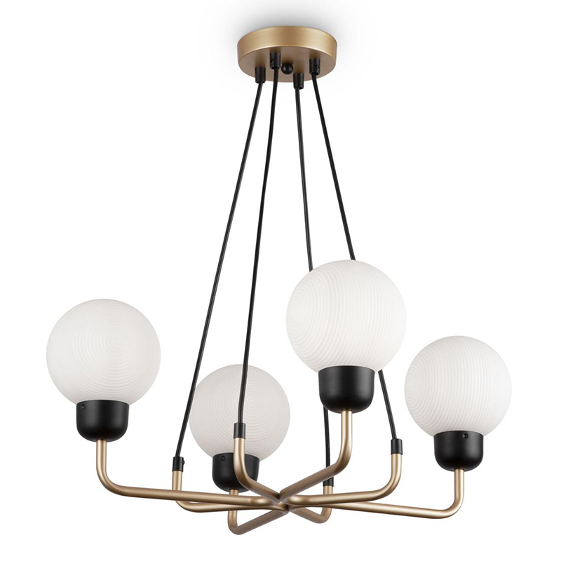 Люстра Andresa Chandelier 4 Balls Золотой Белое матовое стекло Люстра Andresa Chandelier 4 Balls Золотой Белое матовое стекло в Волгограде | Loft Concept