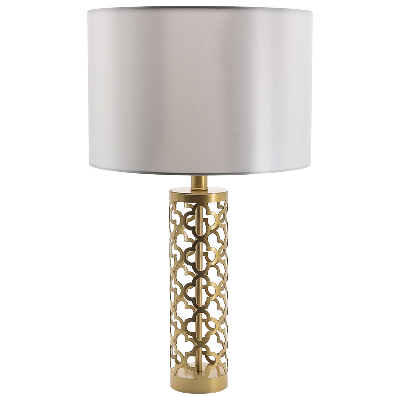 Настольная лампа Arabesque Quatrefoil Drum Table Lamp Золотой Серый Настольная лампа Arabesque Quatrefoil Drum Table Lamp Золотой Серый в Волгограде | Loft Concept