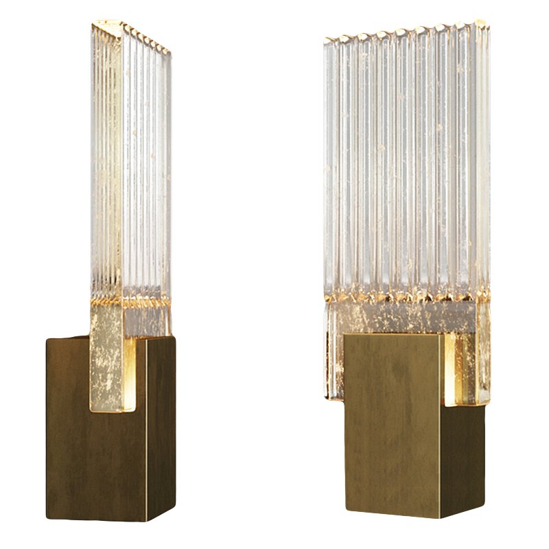 Бра PLEATED GLASS SCONCE Прозрачный (Transparent) Латунь Бра PLEATED GLASS SCONCE Прозрачный (Transparent) Латунь в Волгограде | Loft Concept