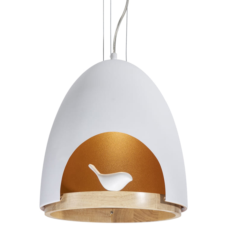 Люстра белого цвета с деревянным обручем PROVENCE BIRD Белый Золотой Бежевый Люстра белого цвета с деревянным обручем PROVENCE BIRD Белый Золотой Бежевый в Волгограде | Loft Concept