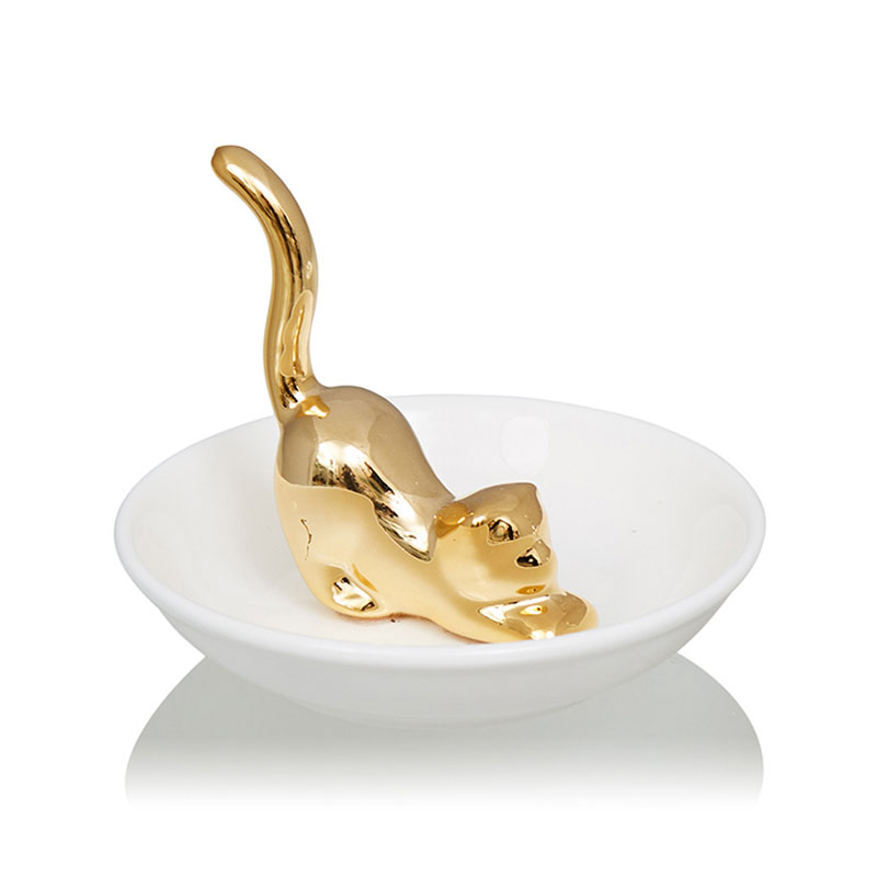Блюдо Decorative Dish Cat Белый Глянцевое золото Блюдо Decorative Dish Cat Белый Глянцевое золото в Волгограде | Loft Concept
