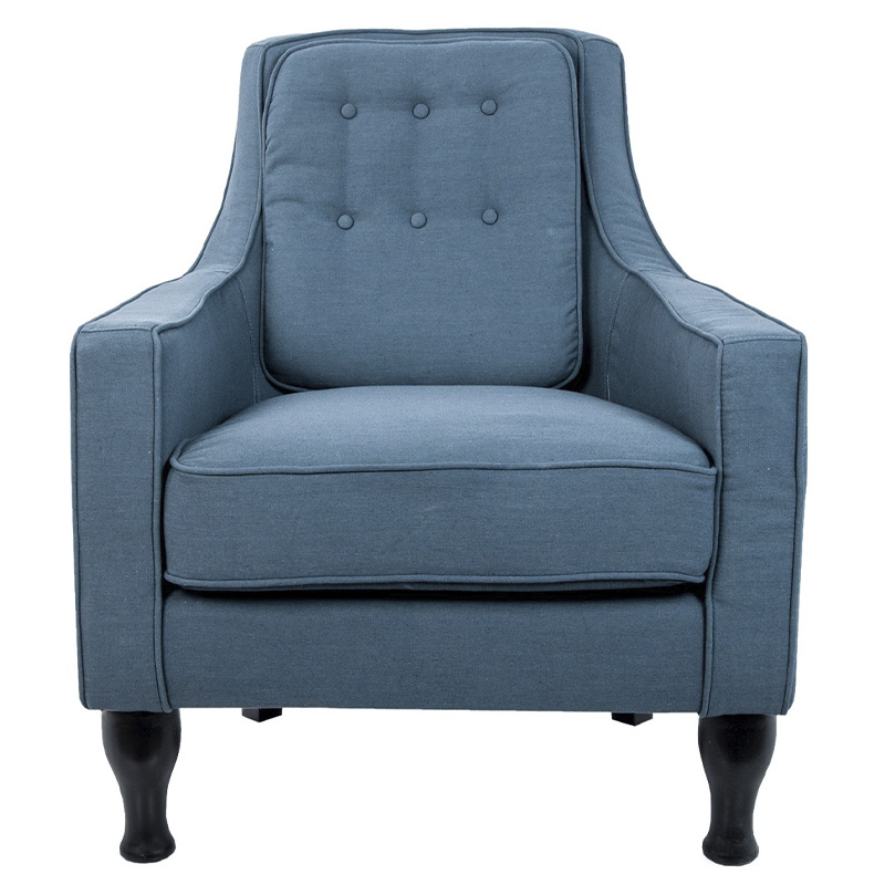 Кресло с мягкой обивкой из льна на 4-х ножках из массива березы Scarlett Armchair blue Голубой Черный Кресло с мягкой обивкой из льна на 4-х ножках из массива березы Scarlett Armchair blue Голубой Черный в Волгограде | Loft Concept