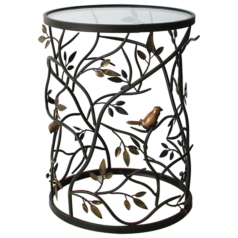 Приставной стол Ruairi Metal Leaves Side Table Черный Золотой Прозрачное Стекло Приставной стол Ruairi Metal Leaves Side Table Черный Золотой Прозрачное Стекло в Волгограде | Loft Concept