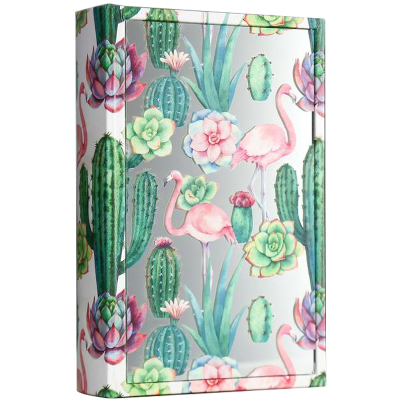 Шкатулка-книга Flamingos and Cacti Mirror Book Box Белый Зеленый Розовый в Волгограде | Loft Concept 