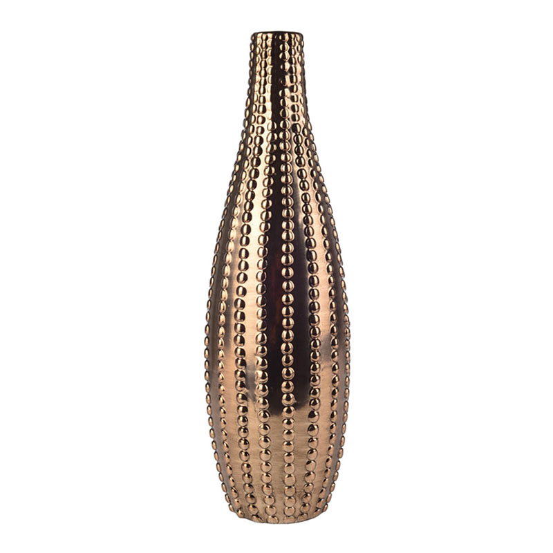 Ваза Ribbed Vase Narrow Throat bronze-gold 34 Ваза Ribbed Vase Narrow Throat bronze-gold 34 в Волгограде | Loft Concept