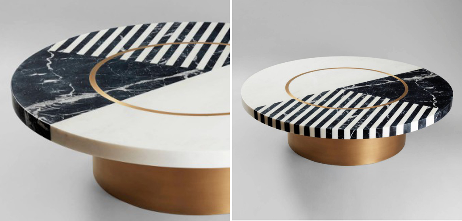 Кофейный стол Mercado Marble Brass Coffee Table - фото