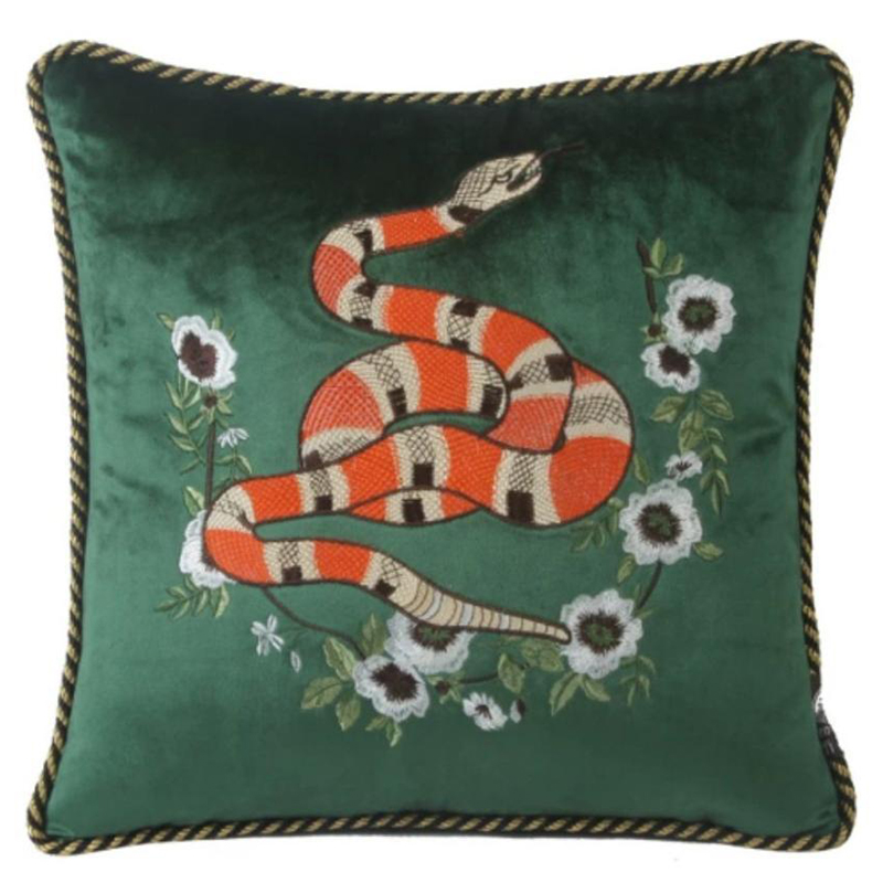 Подушка с Вышивкой Стиль Gucci IV Зеленый Подушка с Вышивкой Стиль Gucci IV Зеленый в Волгограде | Loft Concept