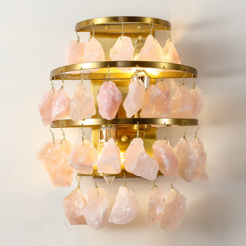 Hardis Pink stone Wall Lamp Латунь Дымчатая Роза в Волгограде | Loft Concept 
