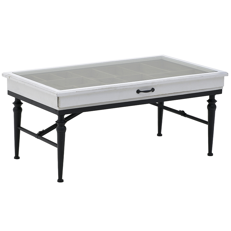 Кофейный стол с выдвижным ящиком Provence Coffee Table with Drawer Белый Черный Кофейный стол с выдвижным ящиком Provence Coffee Table with Drawer Белый Черный в Волгограде | Loft Concept