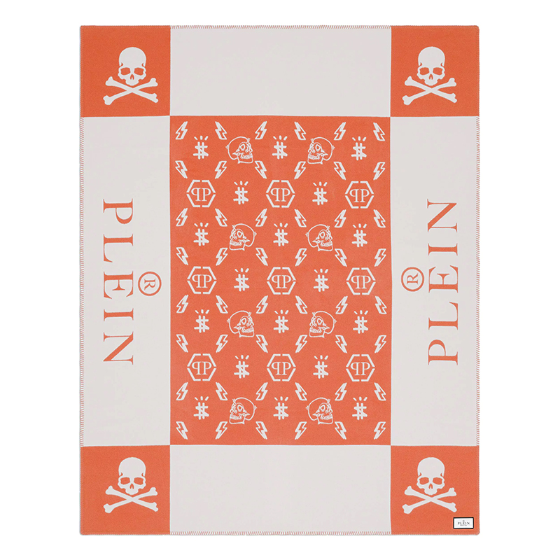 Плед Philipp Plein Plaid Cashmere Skull Orange Оранжевый Белый Плед Philipp Plein Plaid Cashmere Skull Orange Оранжевый Белый в Волгограде | Loft Concept
