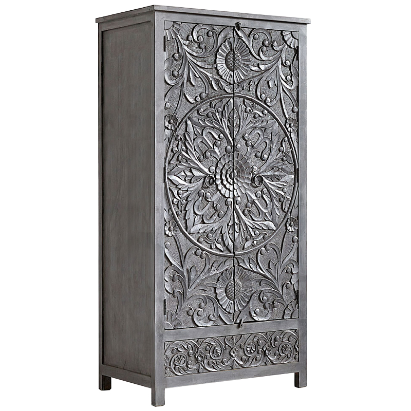 Шкаф Indian Antique White Furniture Cupboard Devan серый Серый Шкаф Indian Antique White Furniture Cupboard Devan серый Серый в Волгограде | Loft Concept