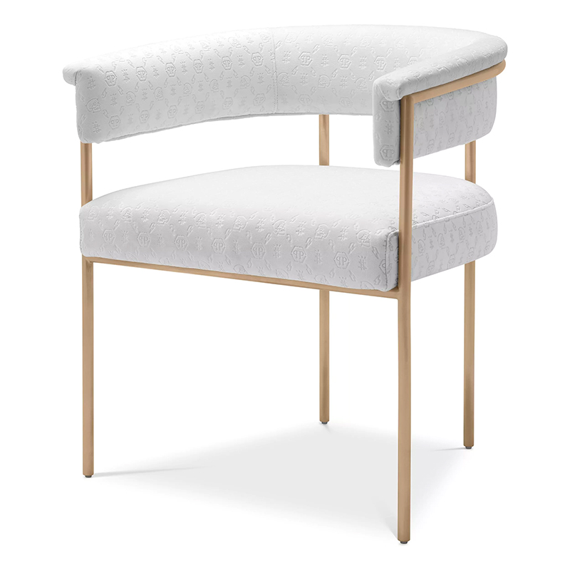 Стул Philipp Plein Dining Chair Monogram White Белый Золотой Стул Philipp Plein Dining Chair Monogram White Белый Золотой в Волгограде | Loft Concept