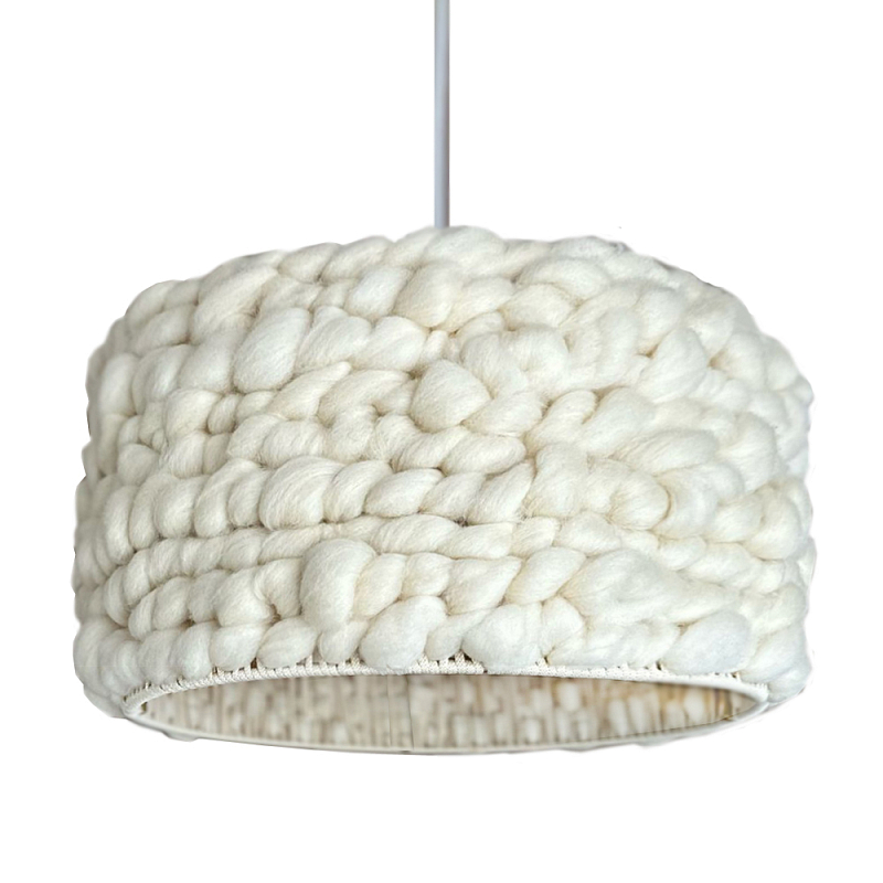 Вязаный шерстяной светильник Knitted wool lamp Cylinder Молочный Вязаный шерстяной светильник Knitted wool lamp Cylinder Молочный в Волгограде | Loft Concept