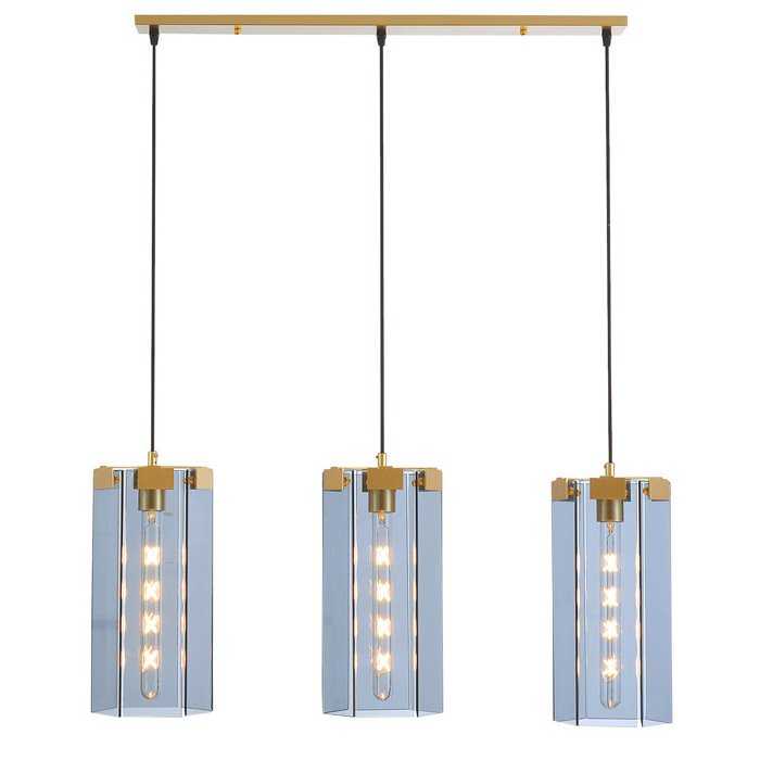 Люстра Rectangle Gray Glass Pendant Lamp 3 Золотой Прозрачное Стекло Люстра Rectangle Gray Glass Pendant Lamp 3 Золотой Прозрачное Стекло в Волгограде | Loft Concept