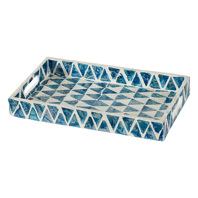 Поднос с инкрустацией Blue Triangle Синий Белый в Волгограде | Loft Concept 