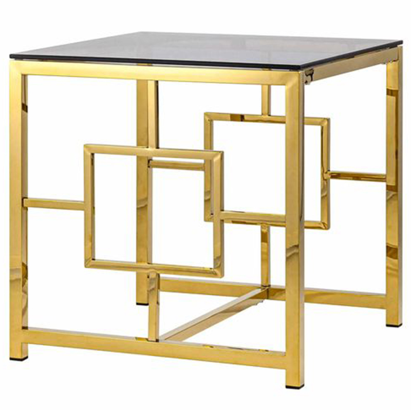 Стол приставной Milan Tables Gold Золотой Стекло Смок Стол приставной Milan Tables Gold Золотой Стекло Смок в Волгограде | Loft Concept