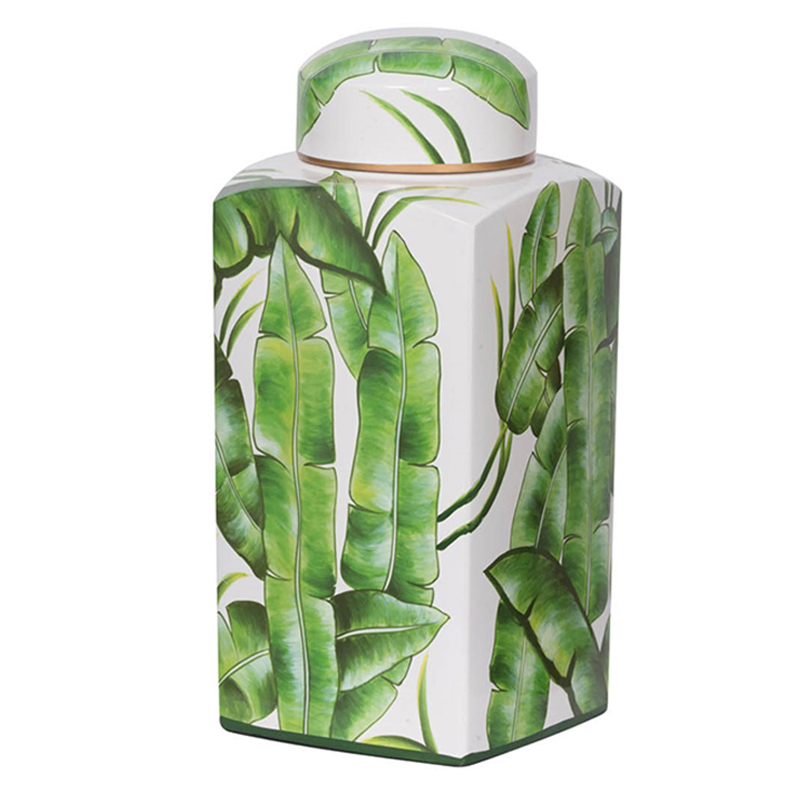 Ваза Vase Green Leaves 36 Зеленый Белый Ваза Vase Green Leaves 36 Зеленый Белый в Волгограде | Loft Concept