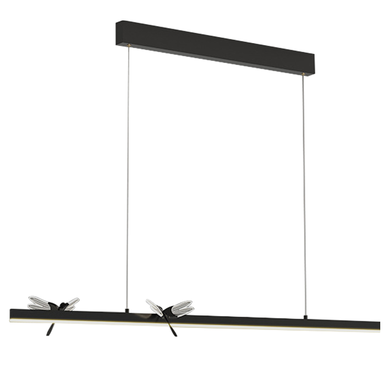 Линейный светильник со стрекозами Dragonfly Linear Chandelier Black Прозрачный Черный Линейный светильник со стрекозами Dragonfly Linear Chandelier Black Прозрачный Черный в Волгограде | Loft Concept