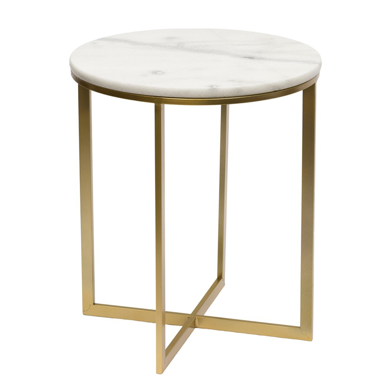 Приставной стол Round Table Marble white Золотой Белый Мрамор Bianco Приставной стол Round Table Marble white Золотой Белый Мрамор Bianco в Волгограде | Loft Concept