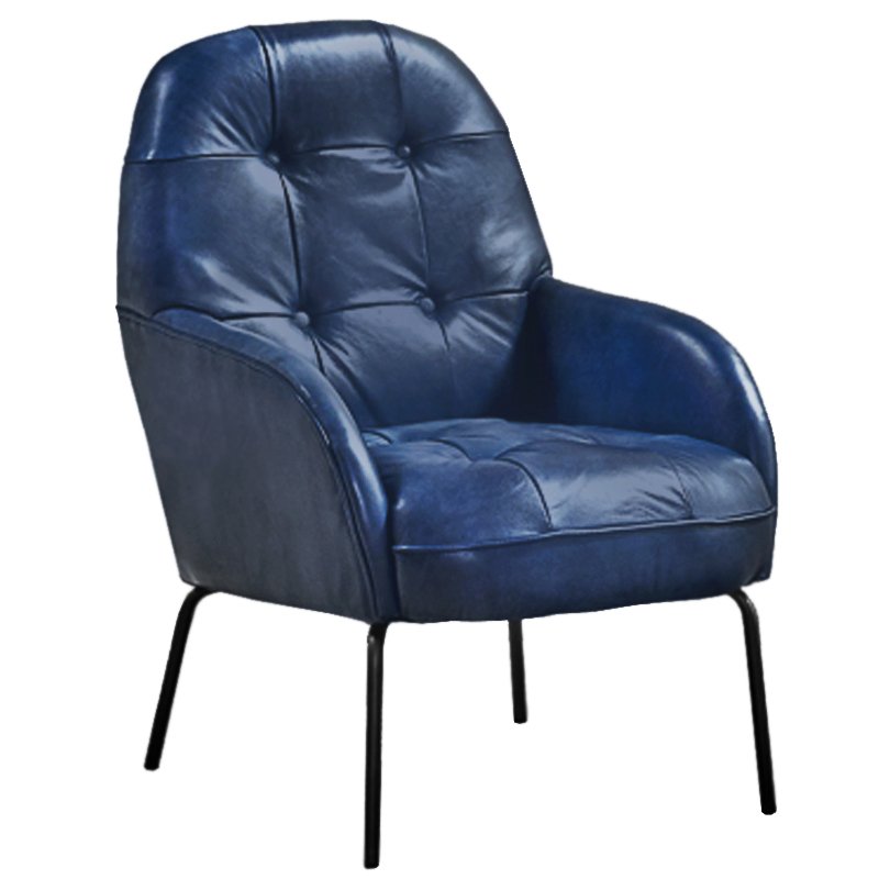 Кресло SHAPKIN LEATHER ARM CHAIR BLUE Синий Черный Кресло SHAPKIN LEATHER ARM CHAIR BLUE Синий Черный в Волгограде | Loft Concept