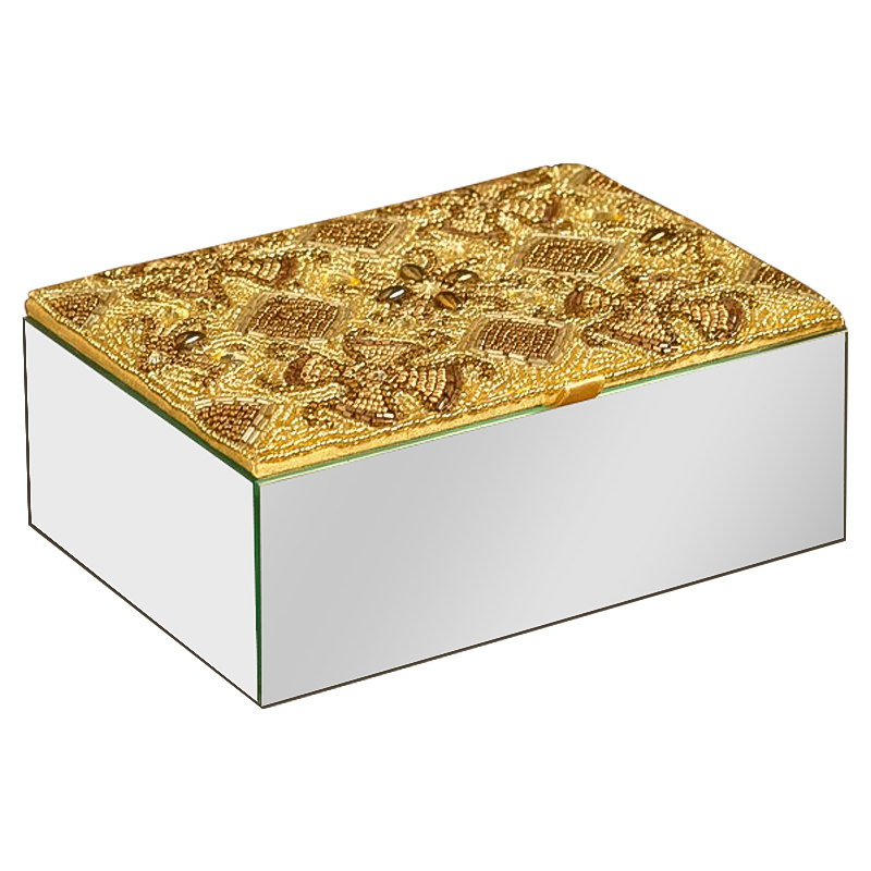Шкатулка с вышивкой из бисера Aruna Beads Embroidery Mirror Box Зеркало Золотой Шкатулка с вышивкой из бисера Aruna Beads Embroidery Mirror Box Зеркало Золотой в Волгограде | Loft Concept