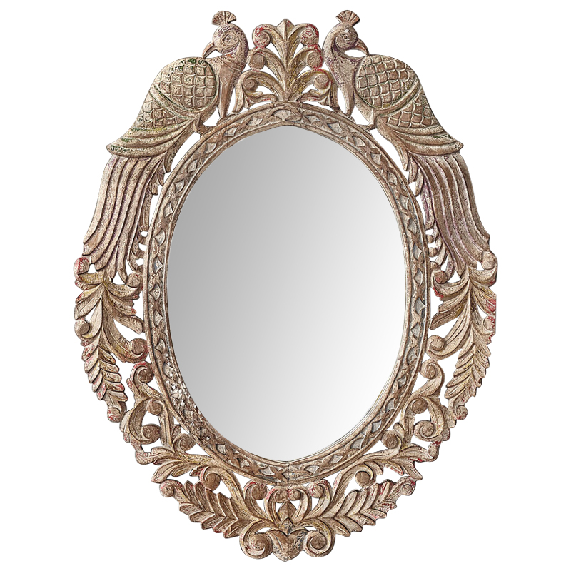 Зеркало в резной раме Viaan Grey Mango Carved Mirror Бежево-серый Коричневый винтаж Зеркало в резной раме Viaan Grey Mango Carved Mirror Бежево-серый Коричневый винтаж в Волгограде | Loft Concept