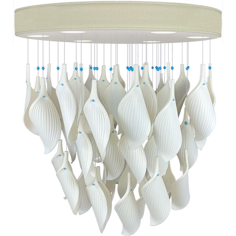 Дизайнерская люстра White Flower Petals высота 60 см Бежево-серый Белый в Волгограде | Loft Concept 