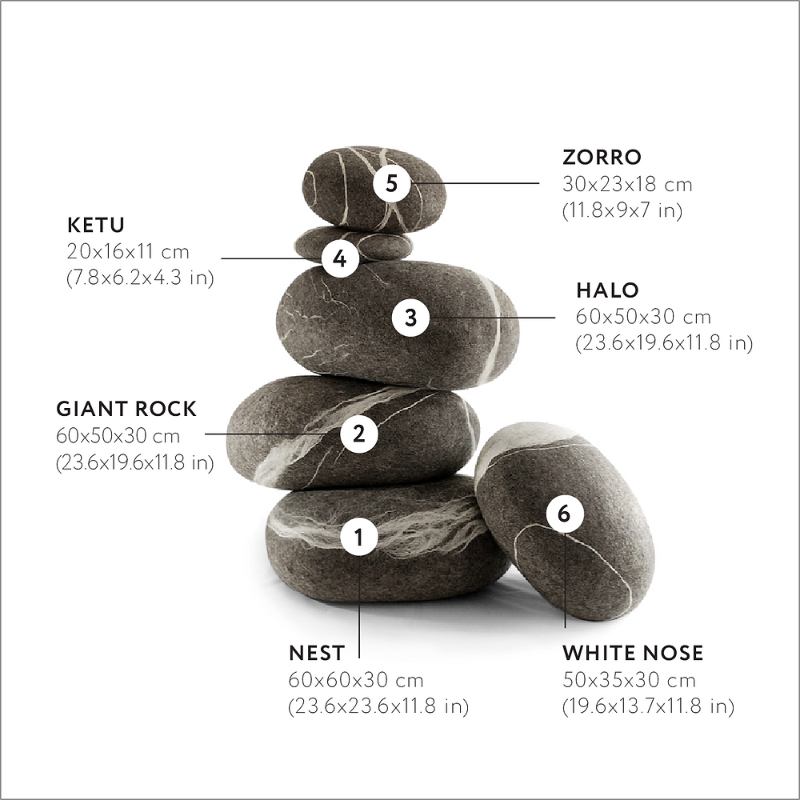 Камни - Пуфы KATSU из Валяной Шерсти Набор "Гало" из 6-ти штук в Волгограде