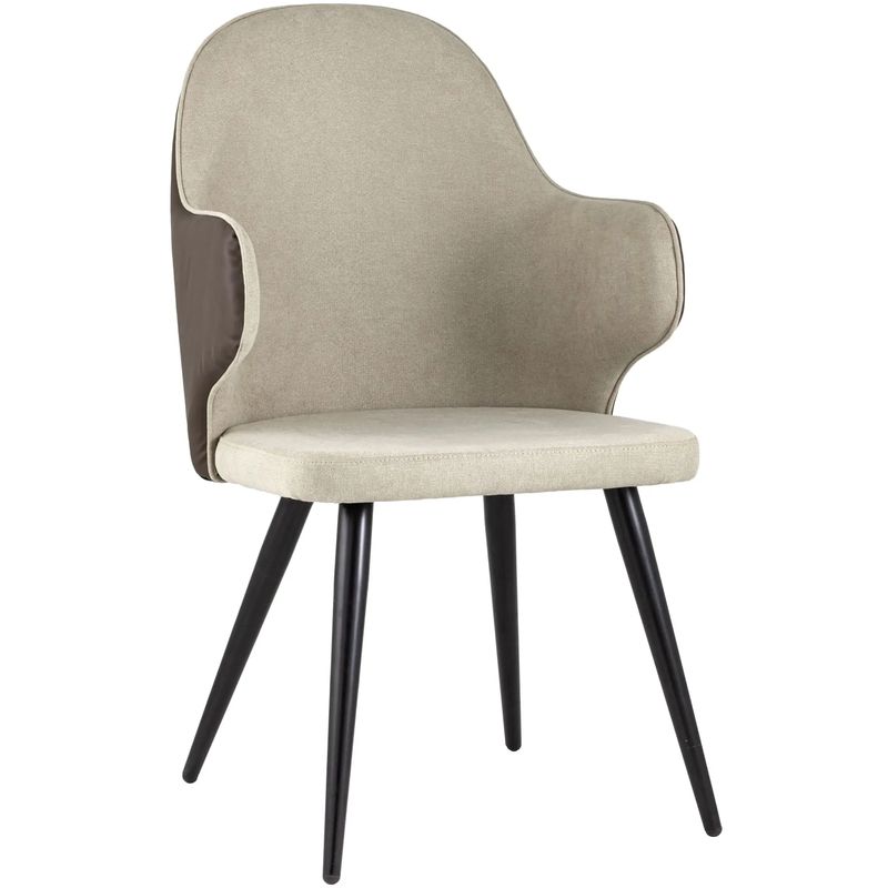 Стул Miruna Fabric and Leather Chair с Подлокотником Бежевый Коричневый Черный Стул Miruna Fabric and Leather Chair с Подлокотником Бежевый Коричневый Черный в Волгограде | Loft Concept