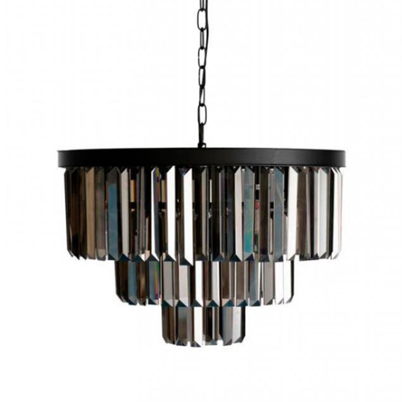 Круглая Люстра RH 1920s Odeon Black iron Three Layers Серое Стекло диаметр 50 см Черный Серый Круглая Люстра RH 1920s Odeon Black iron Three Layers Серое Стекло диаметр 50 см Черный Серый в Волгограде | Loft Concept