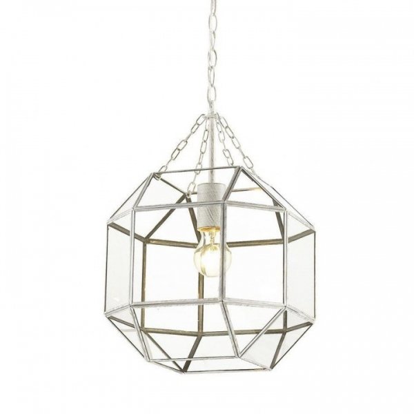 Подвесной светильник Glass & Metal Cage Pendant White Белый Подвесной светильник Glass & Metal Cage Pendant White Белый в Волгограде | Loft Concept