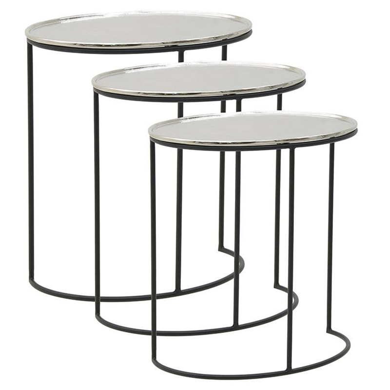 Комплект из 3-х приставных столов Heather Side Tables Черный Серебряный Комплект из 3-х приставных столов Heather Side Tables Черный Серебряный в Волгограде | Loft Concept