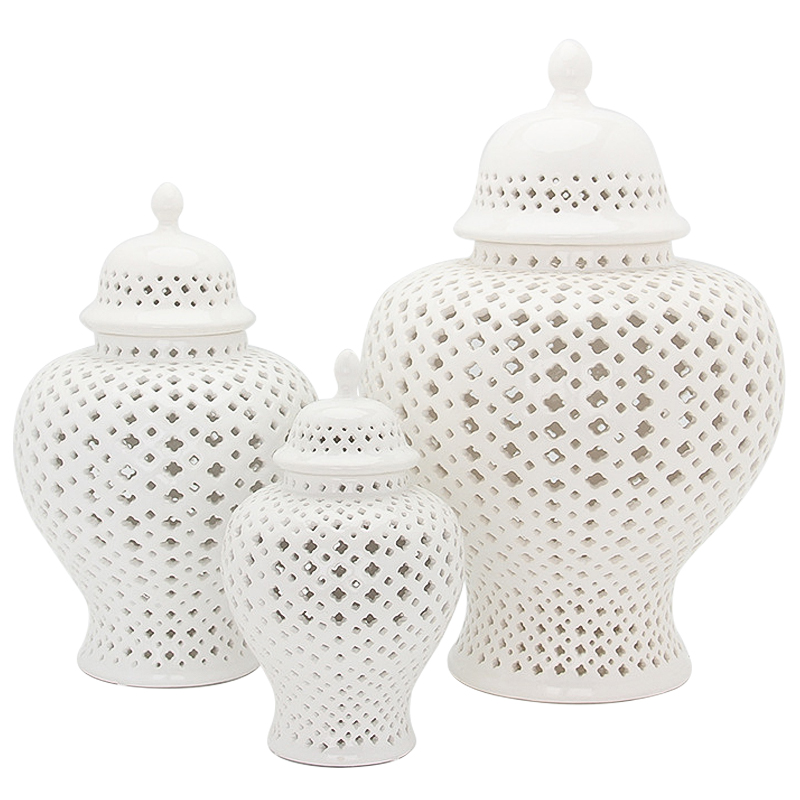 Ваза с крышкой White Ceramic Carving Vase Белый Ваза с крышкой White Ceramic Carving Vase Белый в Волгограде | Loft Concept