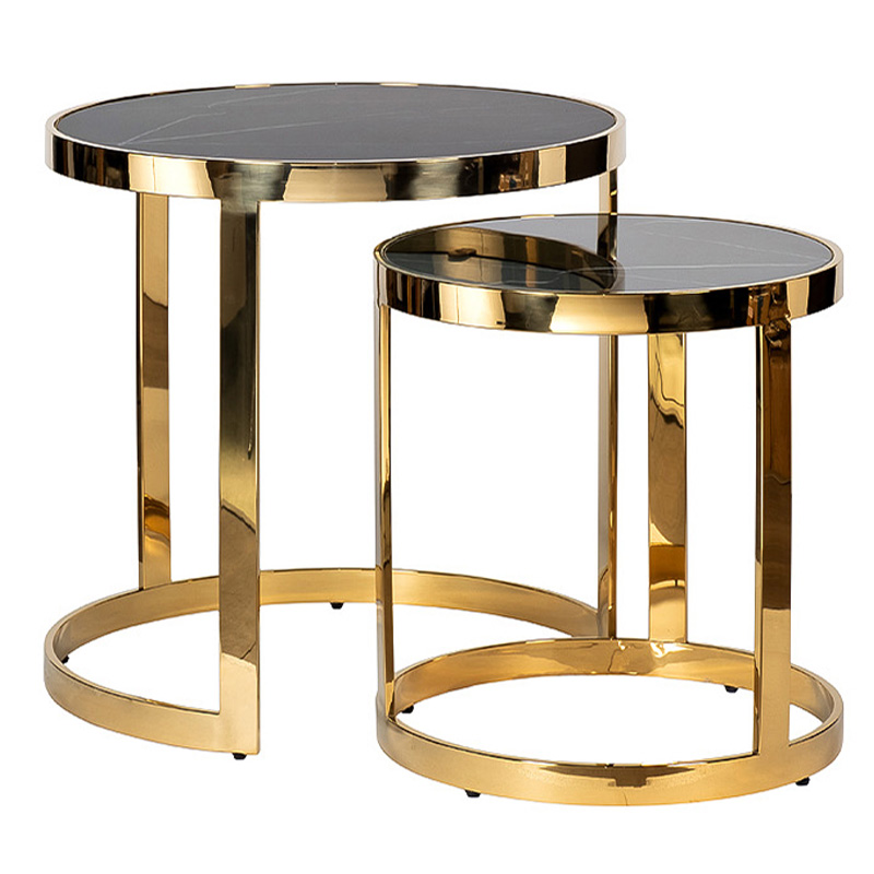 Комплект приставных столов Geirulf Side Table Глянцевое золото Черный Комплект приставных столов Geirulf Side Table Глянцевое золото Черный в Волгограде | Loft Concept