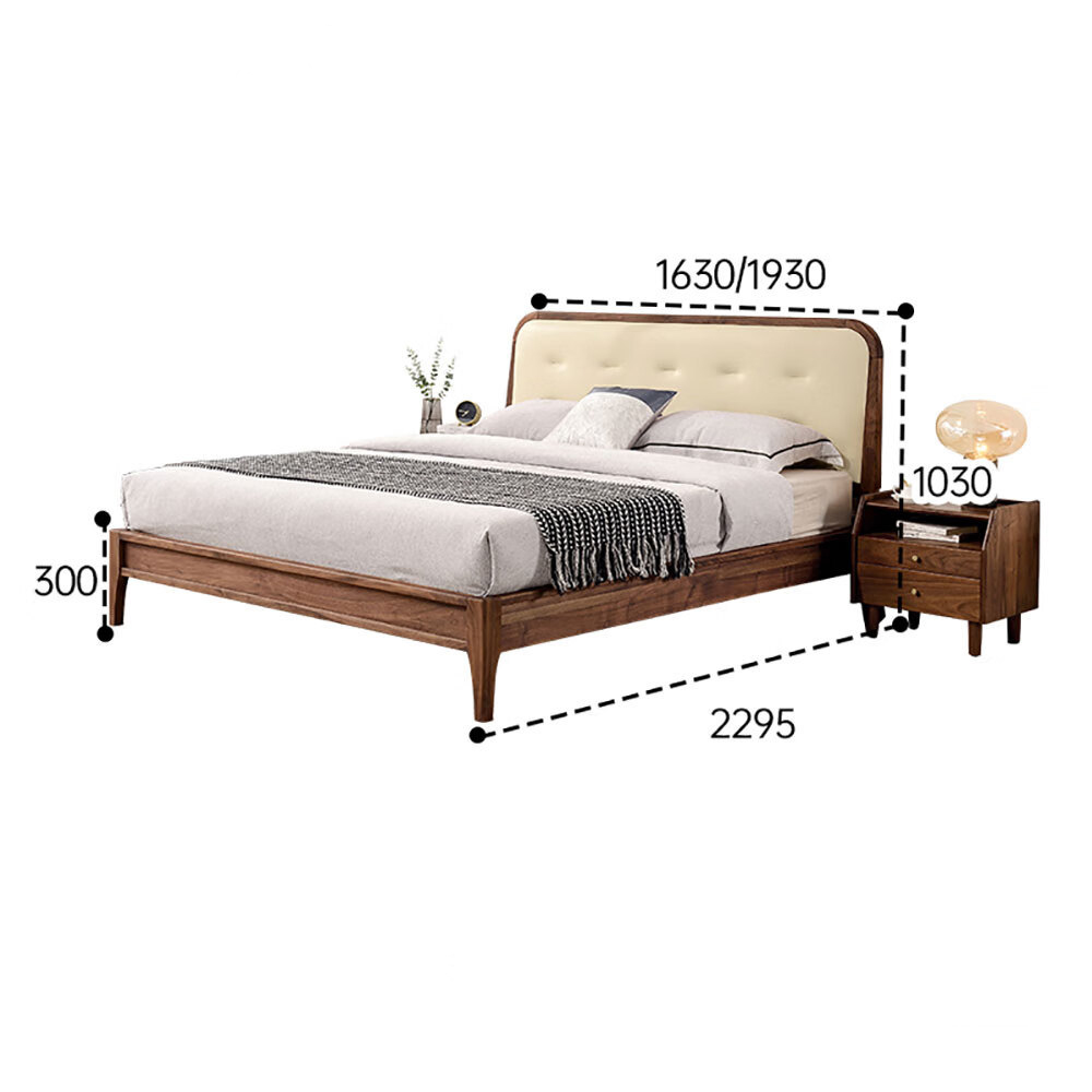 Кровать двуспальная с каркасом из дерева и мягким изголовьем Moon Walnut Bed Кровать двуспальная с каркасом из дерева и мягким изголовьем Moon Walnut Bed в Волгограде