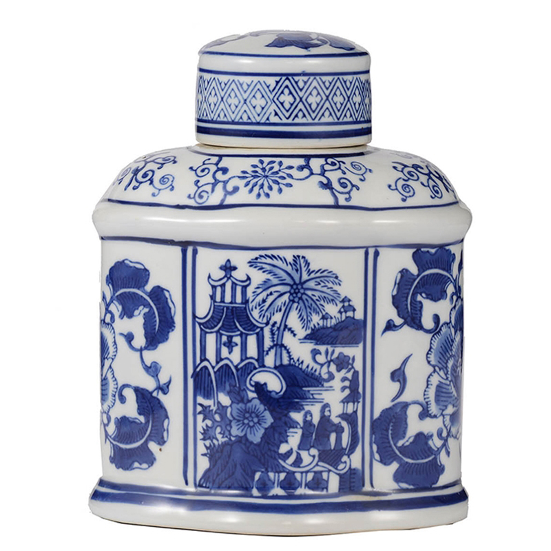 Ваза с крышкой Oriental Pattern Vase Синий Белый Ваза с крышкой Oriental Pattern Vase Синий Белый в Волгограде | Loft Concept