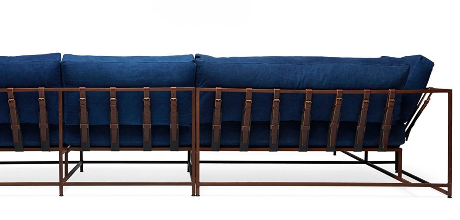 Угловой диван Indigo Denim and copper Sectional sofa Угловой диван Indigo Denim and copper Sectional sofa - Loft-Concept в Волгограде