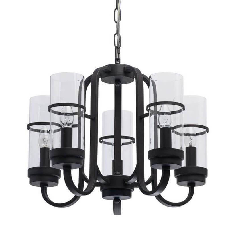 Люстра Glass Beaker lamps 5 Черный матовый Прозрачное Стекло Люстра Glass Beaker lamps 5 Черный матовый Прозрачное Стекло в Волгограде | Loft Concept