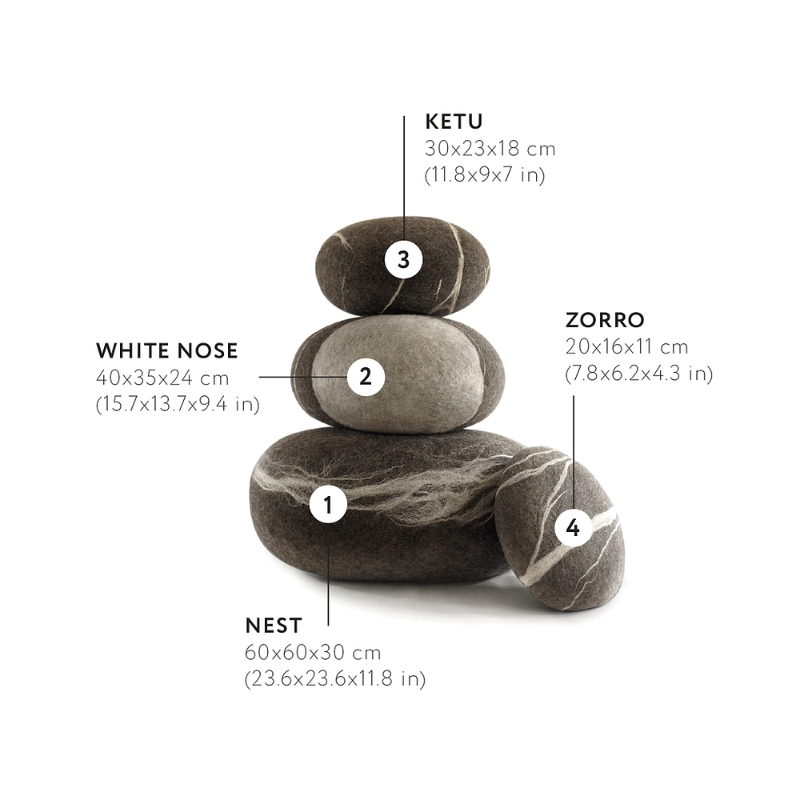 Камни - Пуфы KATSU из Валяной Шерсти Набор "Гало" из 4-х штук в Волгограде