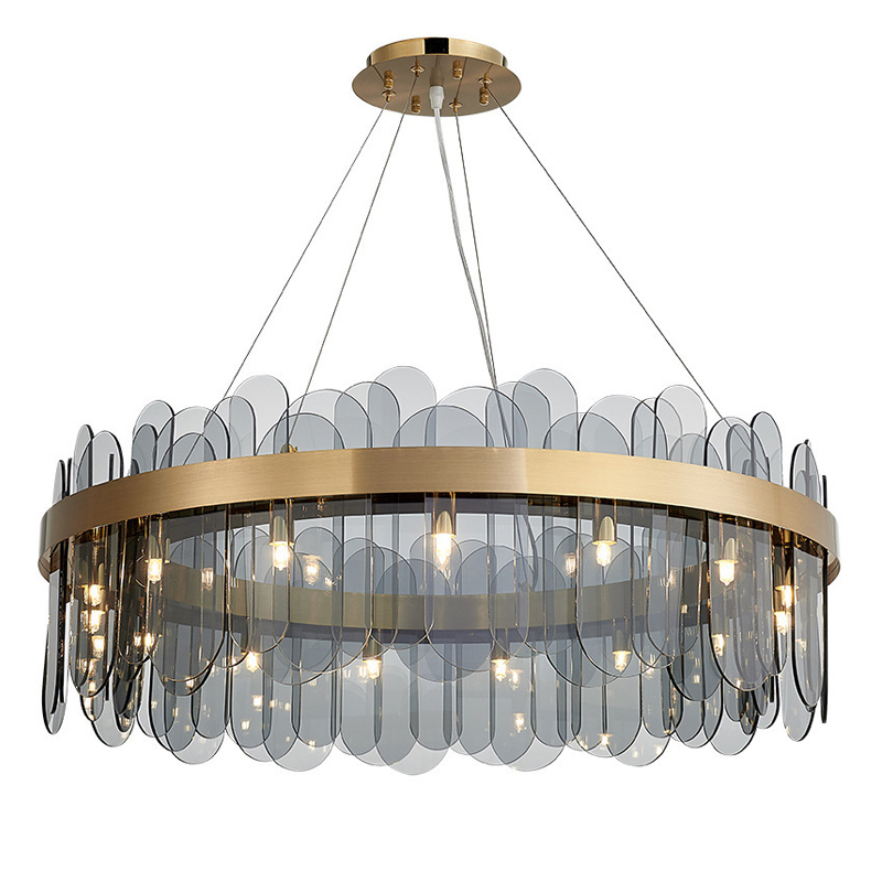 Люстра Blount Chandelier Smokey Латунь Стекло Смок Люстра Blount Chandelier Smokey Латунь Стекло Смок в Волгограде | Loft Concept