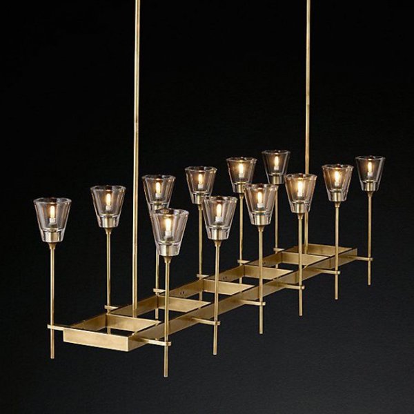 Люстра RH TORCHE DE VERRE Linear Chandelier 12 Латунь Люстра RH TORCHE DE VERRE Linear Chandelier 12 Латунь в Волгограде | Loft Concept